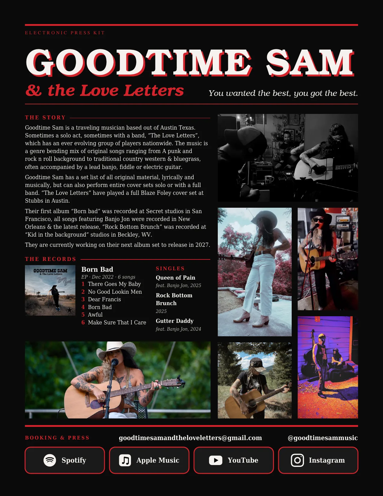 Goodtime Sam and the Love Letters electronic press kit